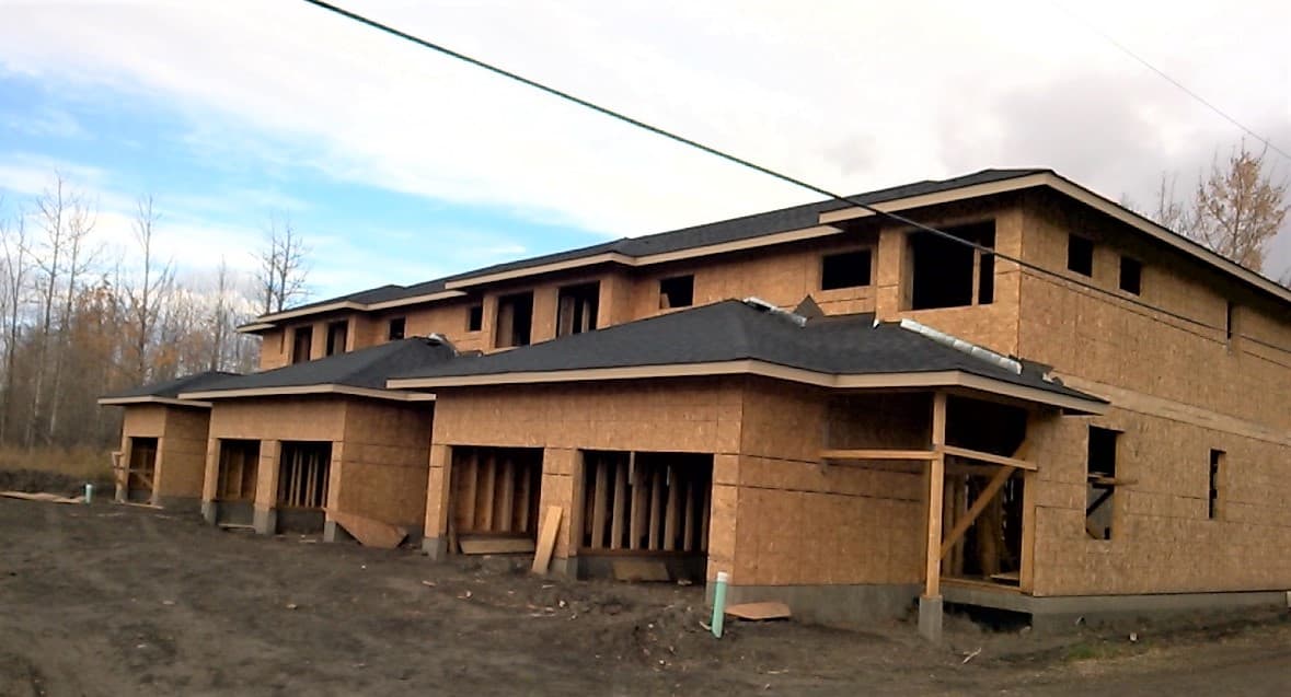 Ancell townhome framing by Harewood Construction
